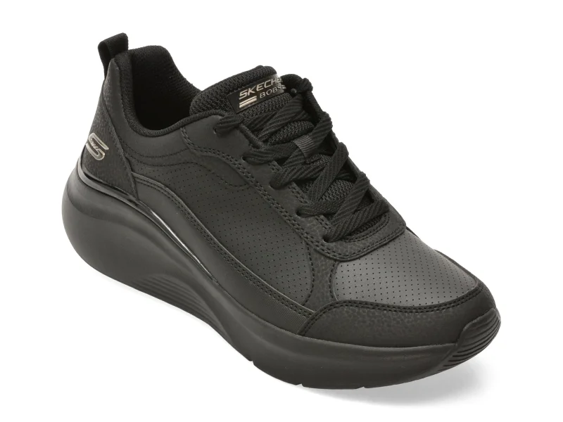 Pantofi sport SKECHERS negri, BOBS B LOVE, din piele ecologica