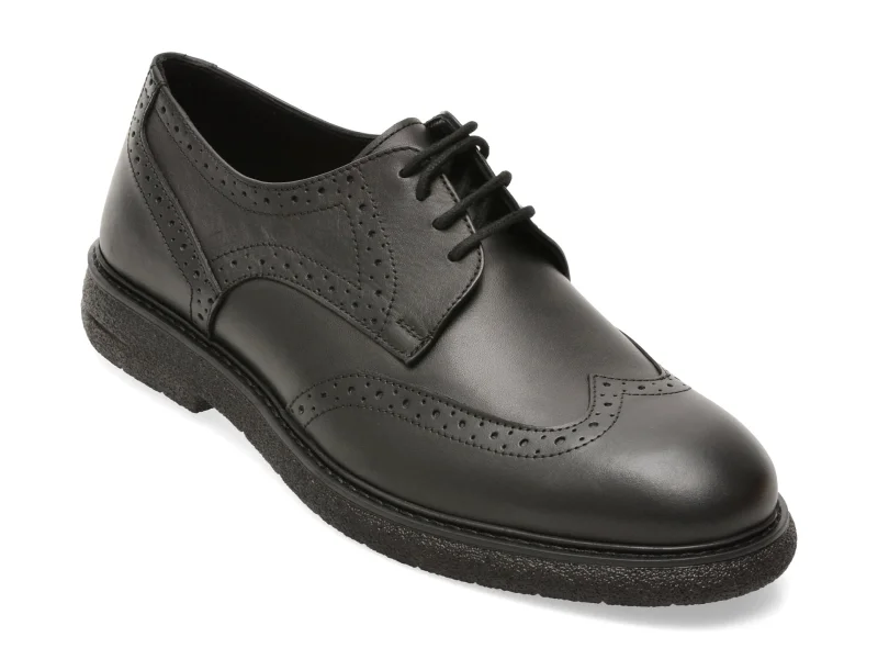 Pantofi eleganti OTTER negri, PLT2, din piele naturala