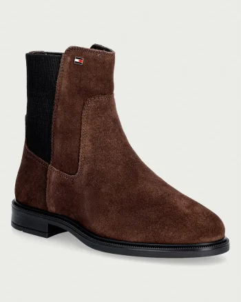 Tommy Hilfiger ghete scurte pentru femei din piele întoarsă ENAMEL FLAG SUEDE ANKLE CHELSEA