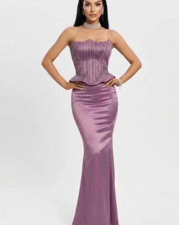 Compleu Elegant cu Corset și Fustă din Tafta