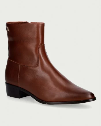 Tommy Hilfiger botine pentru femei din piele LEATHER ANKLE BOOT W ZIP