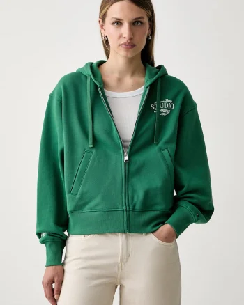 Tommy Hilfiger hanorac cu glugă pentru femei cu bumbac