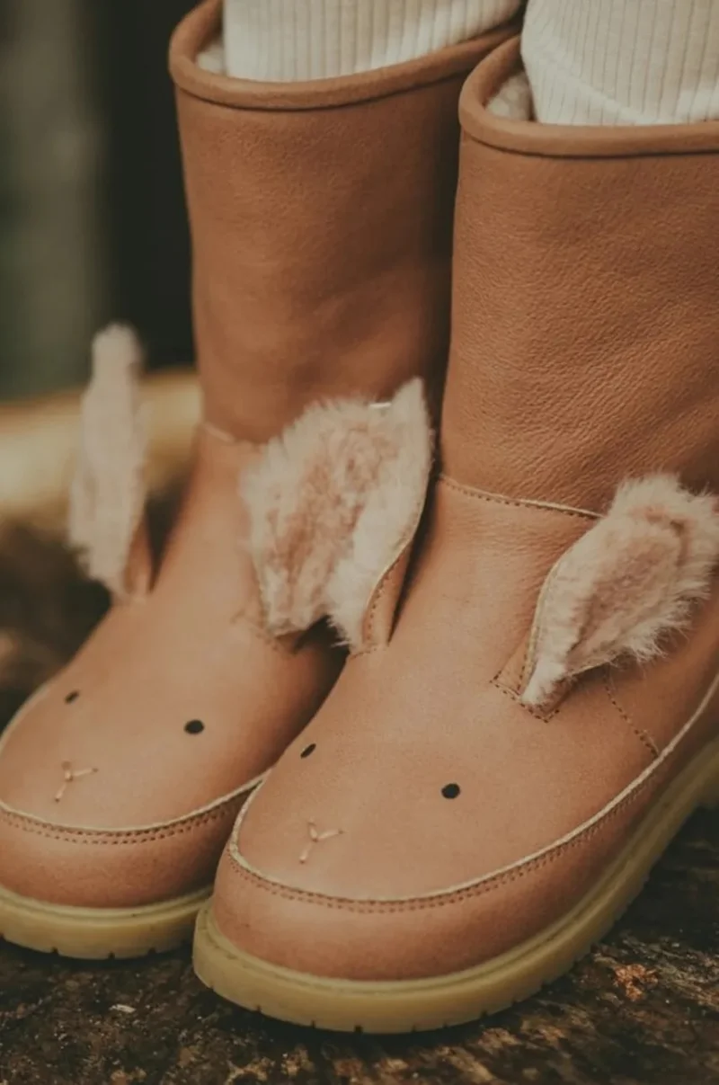 Donsje ghete de iarna pentru copii din piele Wadudu Exclusive Boots Fluffy Bunny