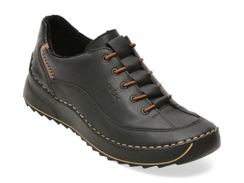 Pantofi RIEKER negri, 51518, din piele naturala