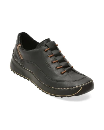 Pantofi RIEKER negri, 51518, din piele naturala