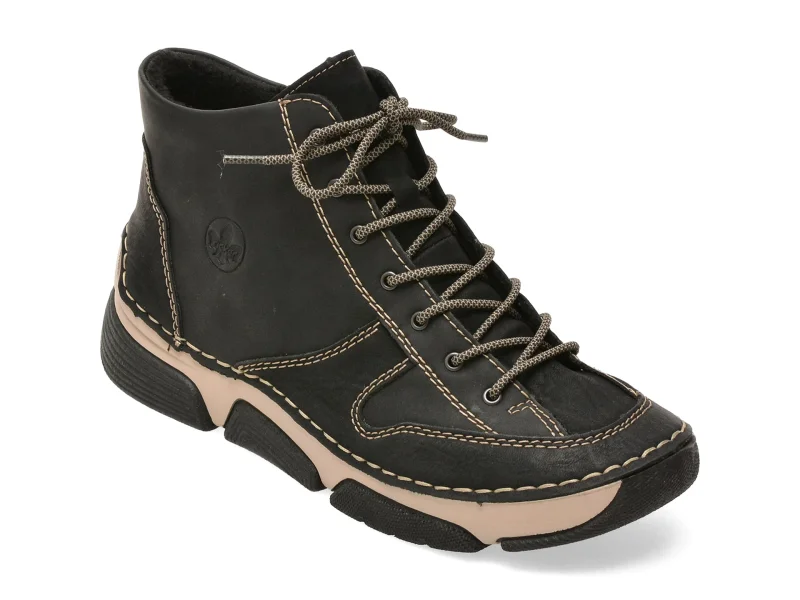 Ghete RIEKER negre, 45906, din piele naturala