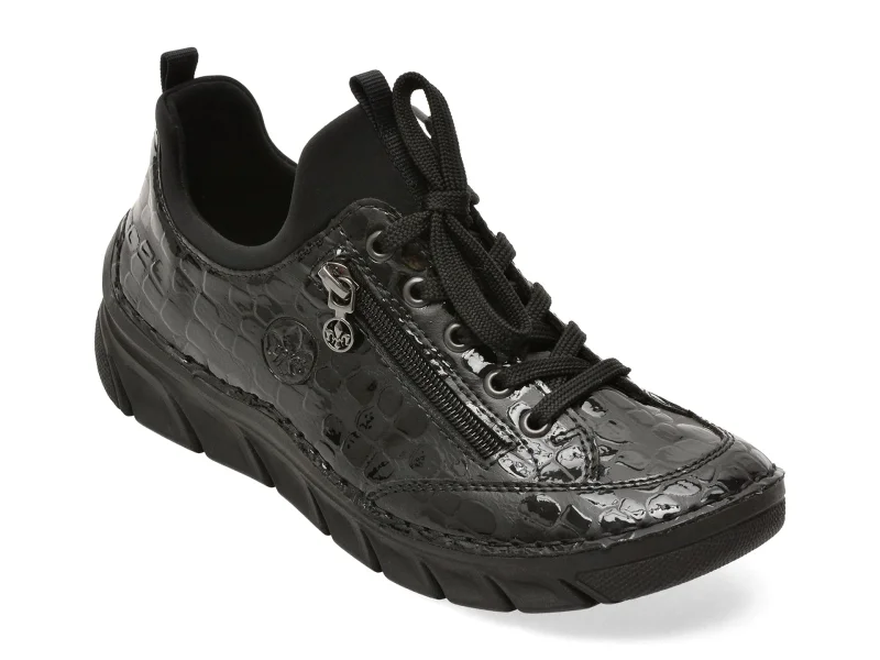 Pantofi RIEKER negri, 55073, din piele ecologica
