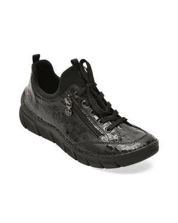 Pantofi RIEKER negri, 55073, din piele ecologica