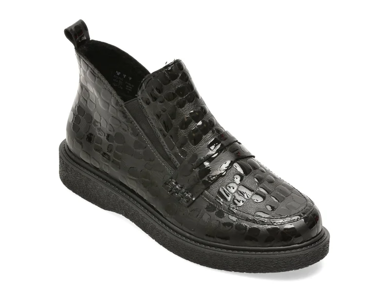 Ghete RIEKER negre, 71150, din piele ecologica