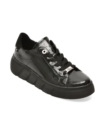 Pantofi sport RIEKER negri, W2601, din piele naturala lacuita