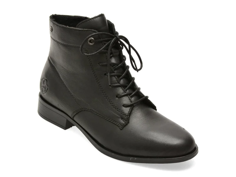 Ghete RIEKER negre, 77030, din piele naturala