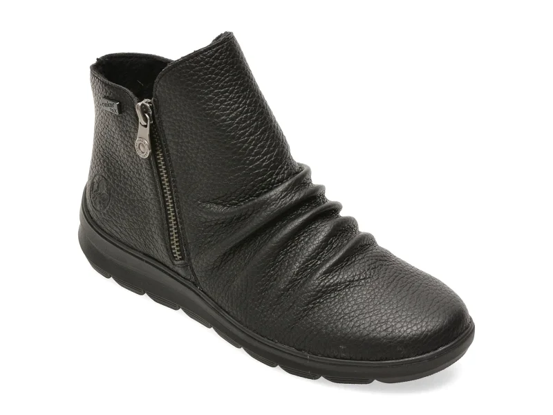 Ghete RIEKER negre, Z0056, din piele naturala
