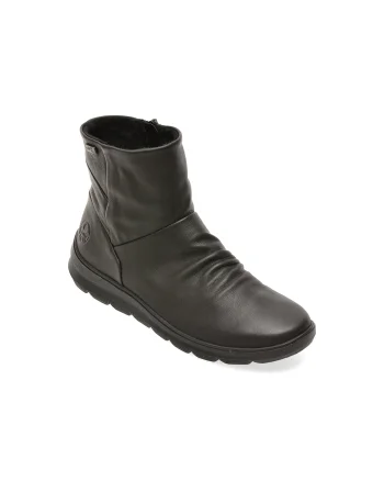 Ghete RIEKER negre, Z0066, din piele naturala