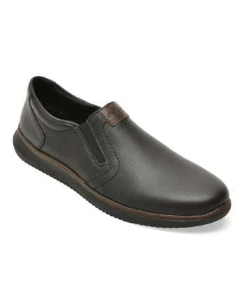 Pantofi RIEKER negri, 10456, din piele naturala
