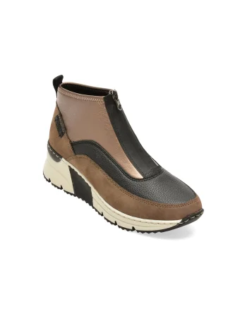 Ghete RIEKER maro, N6352, din piele ecologica
