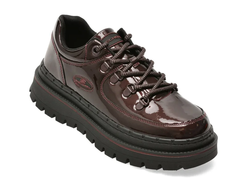 Pantofi SKECHERS visinii, 167073, din piele ecologica lacuita
