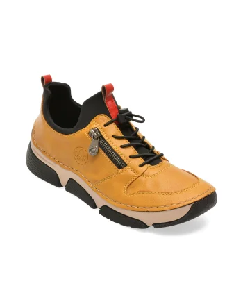 Pantofi sport RIEKER galbeni, 45951, din piele ecologica