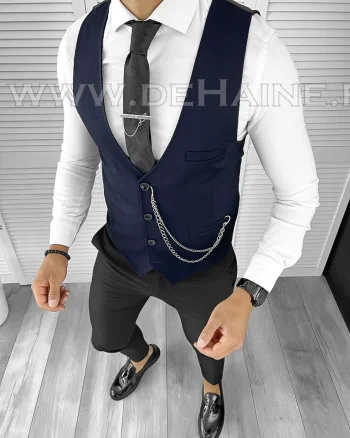Vesta barbati eleganta slim fit bleumarin B8120