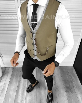 Vesta barbati slim fit maro B8260