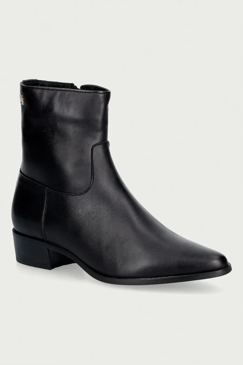 Tommy Hilfiger botine pentru femei din piele LEATHER ANKLE BOOT W ZIP