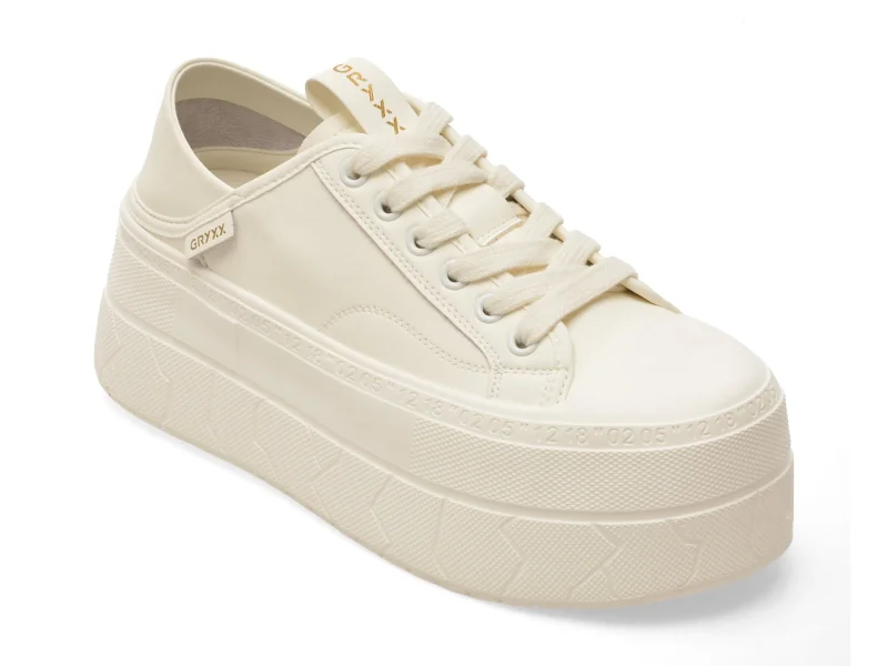 Pantofi sport GRYXX albi, 61627, din piele naturala