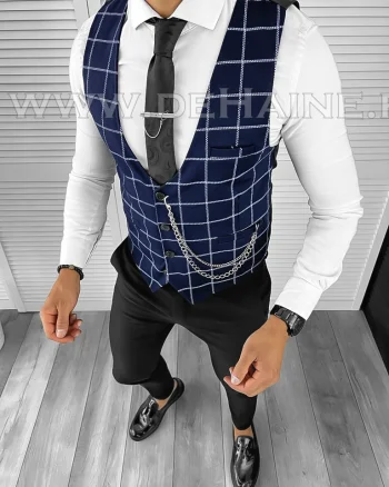 Vesta barbati eleganta slim fit bleumarin B8105
