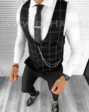 Vesta barbati eleganta slim fit neagra  B8094 M3-4.2