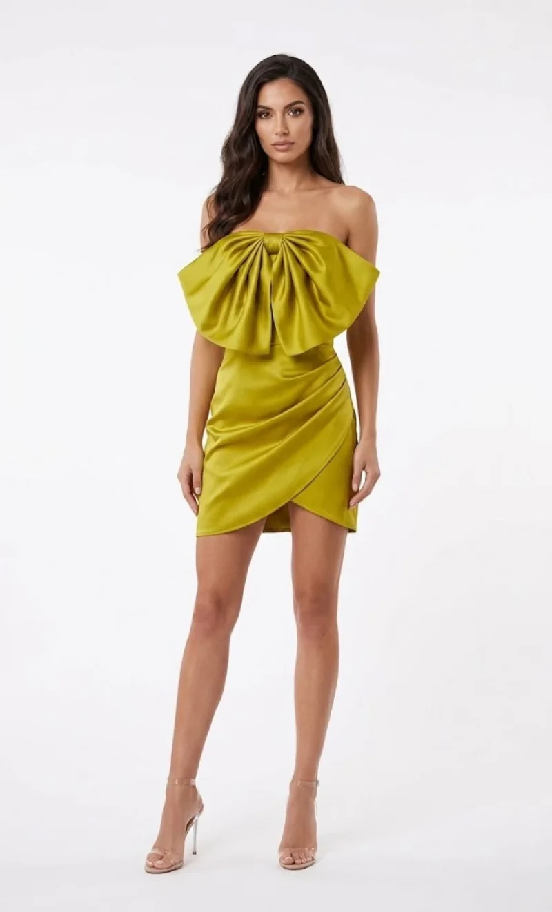 Rochie din tafta elastica cu funda maxi
