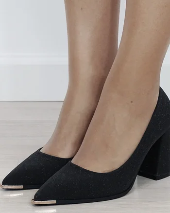 Pantofi eleganti negri cu sclipici D-1278 01
