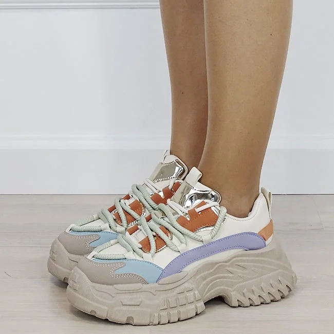 Sneakers dama multicolor cu platforma inalta 7576 M3