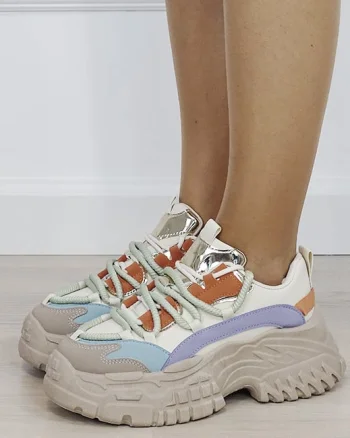 Sneakers dama multicolor cu platforma inalta 7576 M3