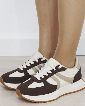Sneakersi dama maro bej cu talpa groasa 9013 M2