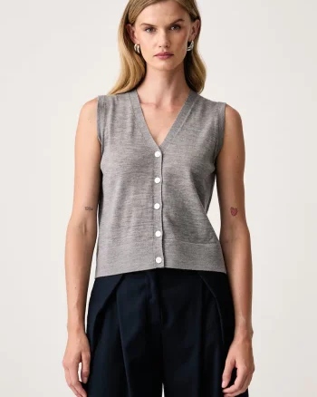 MM by Max Mara vestă pentru femei din lână MMLALBATA