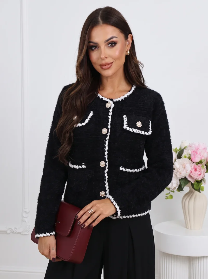 Cardigan din tricot pufos cu nas...