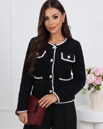 Cardigan din tricot pufos cu nas...