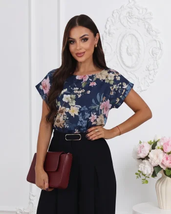 Bluza din bumbac cu imprimeu flo...