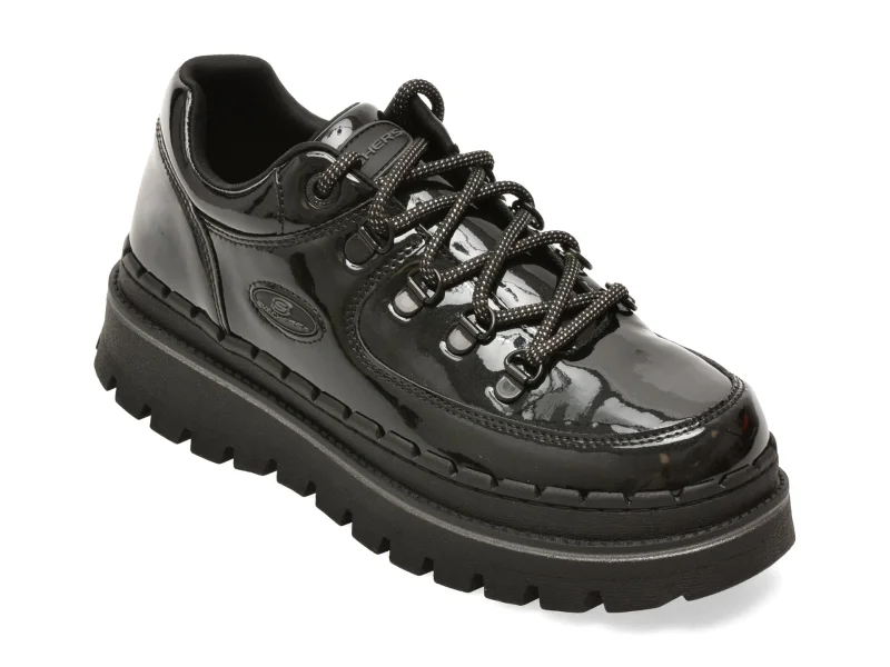 Pantofi SKECHERS negri, 167073, din piele ecologica lacuita