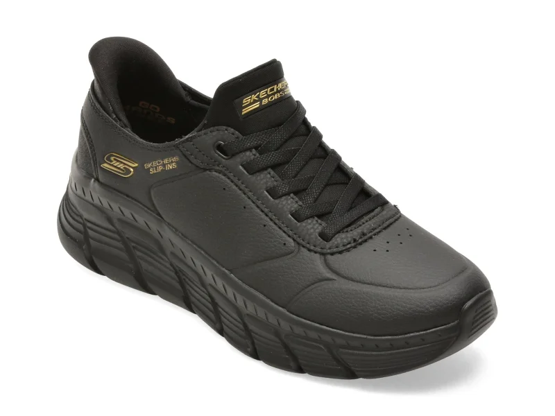 Pantofi sport SKECHERS negri, 117394, din piele ecologica