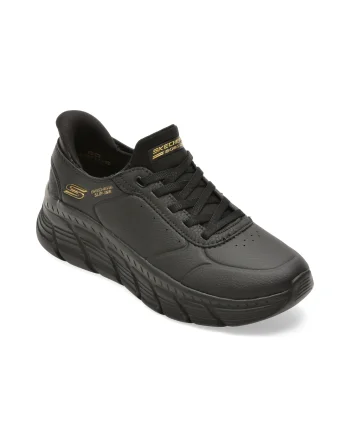 Pantofi sport SKECHERS negri, 117394, din piele ecologica