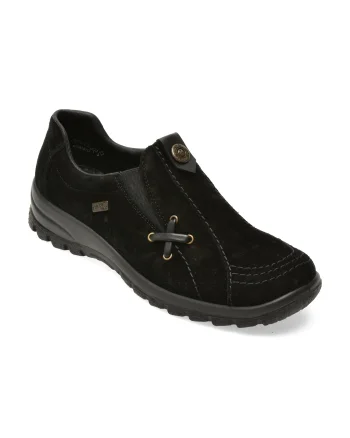 Pantofi RIEKER negri, L7171, din piele intoarsa