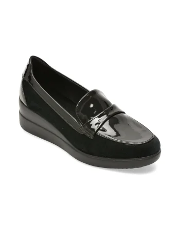 Mocasini GEOX negri, D6630A, din piele intoarsa