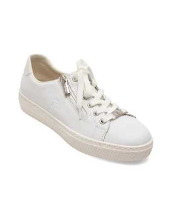 Pantofi sport RIEKER albi, L59L1, din piele naturala