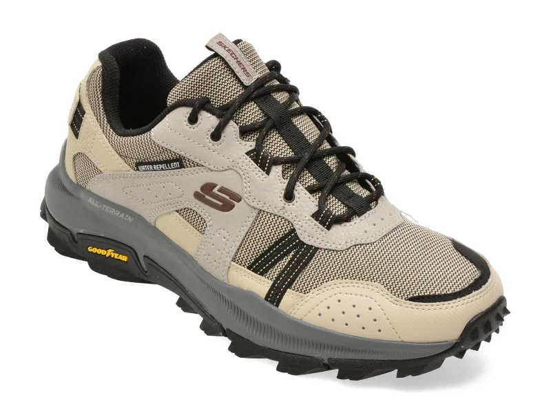 Pantofi sport SKECHERS gri, 237790, din material textil si piele naturala