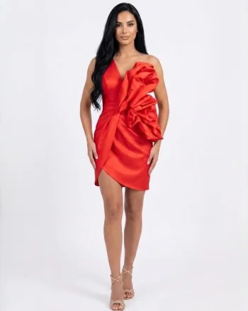 Rochie mini cu bust tip corset decorata cu trandafiri 3D