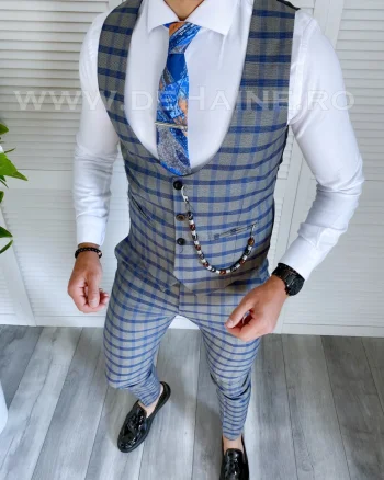 Compleu barbati in carouri Vesta + Pantaloni A3943 O3-4.2