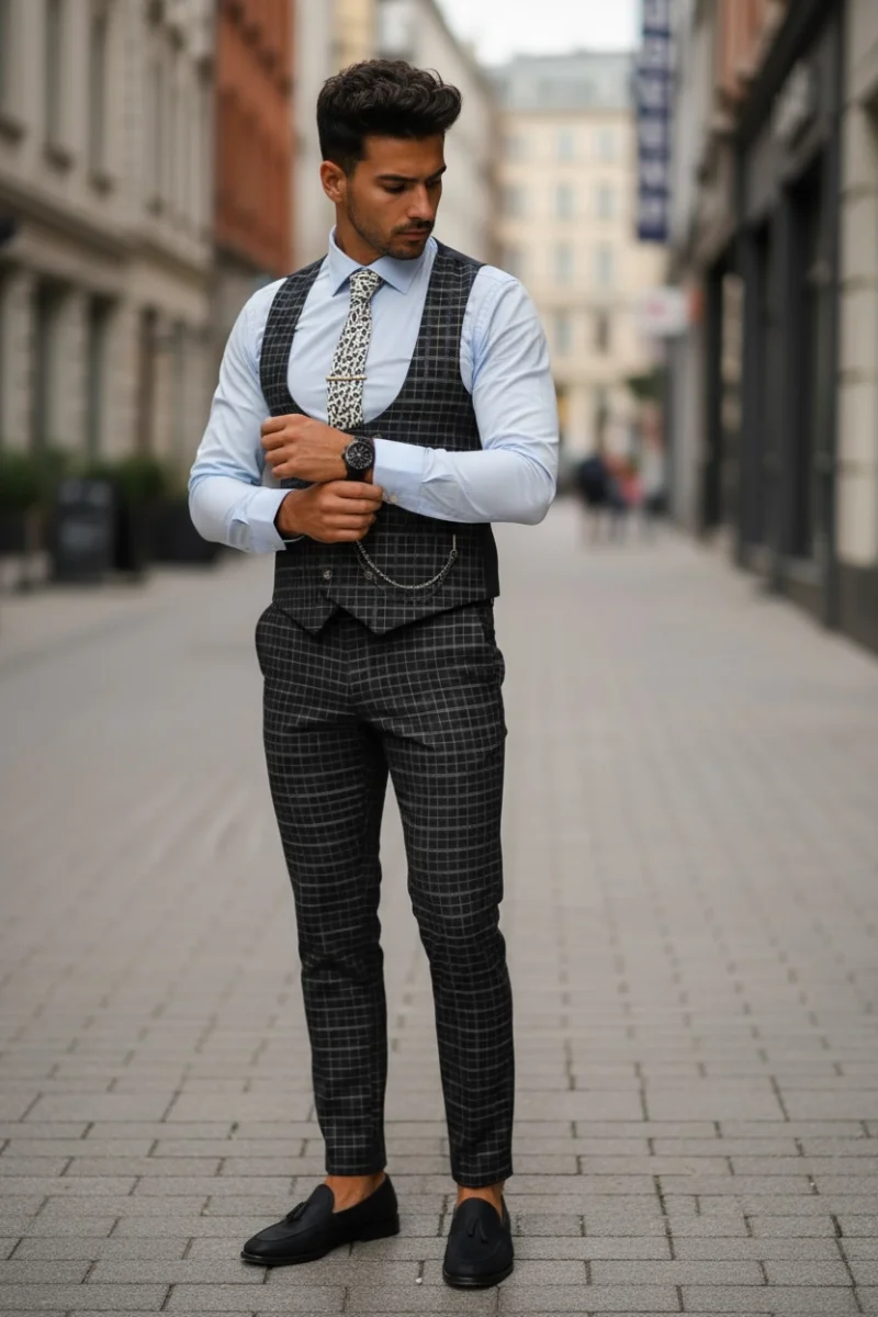 Compleu barbati  Vesta + Pantaloni B4186 X1 / 52-4