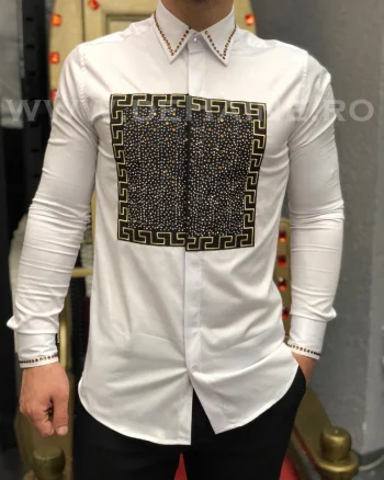 Camasa barbati alba slim fit B5500 4-3.2