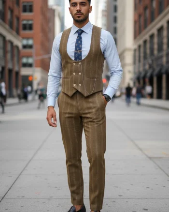 Compleu barbati  Vesta + Pantaloni mustar B5517 47-2*   U2-1