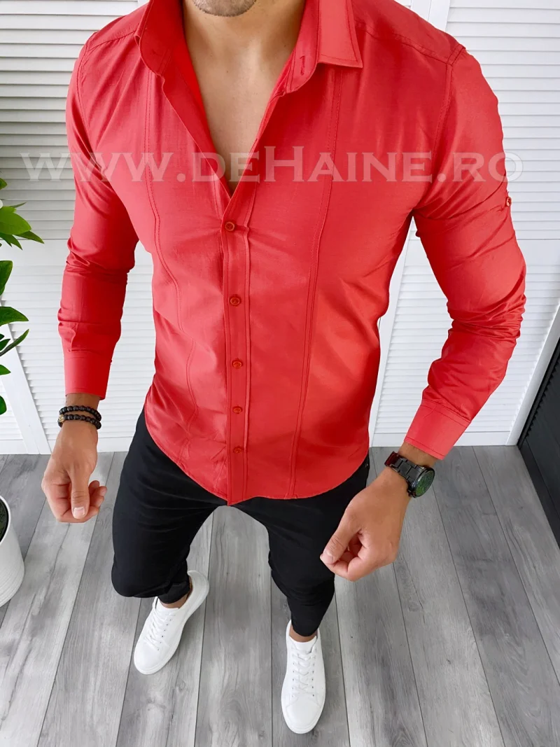 Camasa barbati rosie slim fit B1375  W8-4