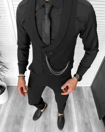 Compleu barbati negru   Vesta + Pantaloni 11844  P18-5.2
